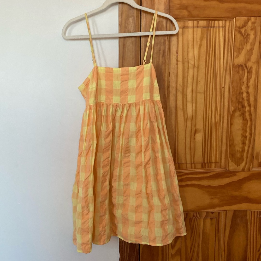 ASOS Yellow and Peach Check Mini Dress